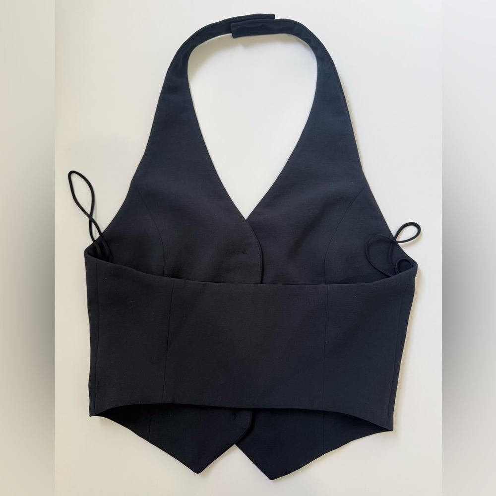 Aritzia Wilfred Vito Vest Crepette Halter Navy Size 2 – Tailored Suiting Top - Picture 4 of 7